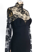 Galanos Lace Trimmed Bustier Gown Dress arcadeshops.com