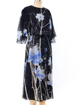 Hanae Mori Floral Print Silk Chiffon Dress Dress arcadeshops.com