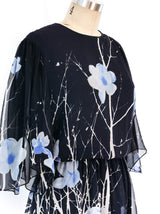 Hanae Mori Floral Print Silk Chiffon Dress Dress arcadeshops.com