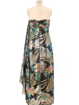 Travilla Metallic Floral Strapless Gown Dress arcadeshops.com
