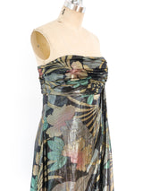 Travilla Metallic Floral Strapless Gown Dress arcadeshops.com