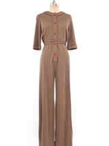 Stephen Burrows Taupe Jersey Jumpsuit Suit arcadeshops.com