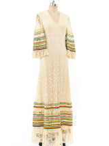 Giorgio di Sant'Angelo Rainbow Trimmed Lace Dress Dress arcadeshops.com
