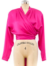 Krizia Fuchsia Silk Wrap Top Top arcadeshops.com