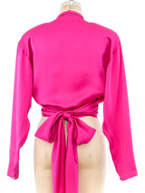 Krizia Fuchsia Silk Wrap Top Top arcadeshops.com