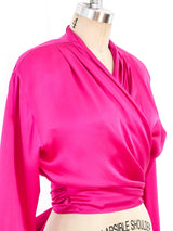 Krizia Fuchsia Silk Wrap Top Top arcadeshops.com