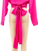 Krizia Fuchsia Silk Wrap Top Top arcadeshops.com