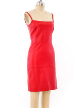 Versus Gianni Versace Red Leather Apron Dress Dress arcadeshops.com