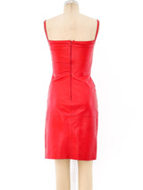 Versus Gianni Versace Red Leather Apron Dress Dress arcadeshops.com