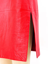 Versus Gianni Versace Red Leather Apron Dress Dress arcadeshops.com