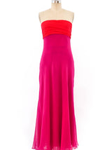 Bill Blass Colorblock Chiffon Column Gown Dress arcadeshops.com