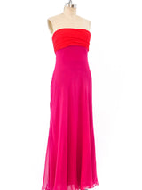 Bill Blass Colorblock Chiffon Column Gown Dress arcadeshops.com