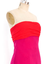 Bill Blass Colorblock Chiffon Column Gown Dress arcadeshops.com
