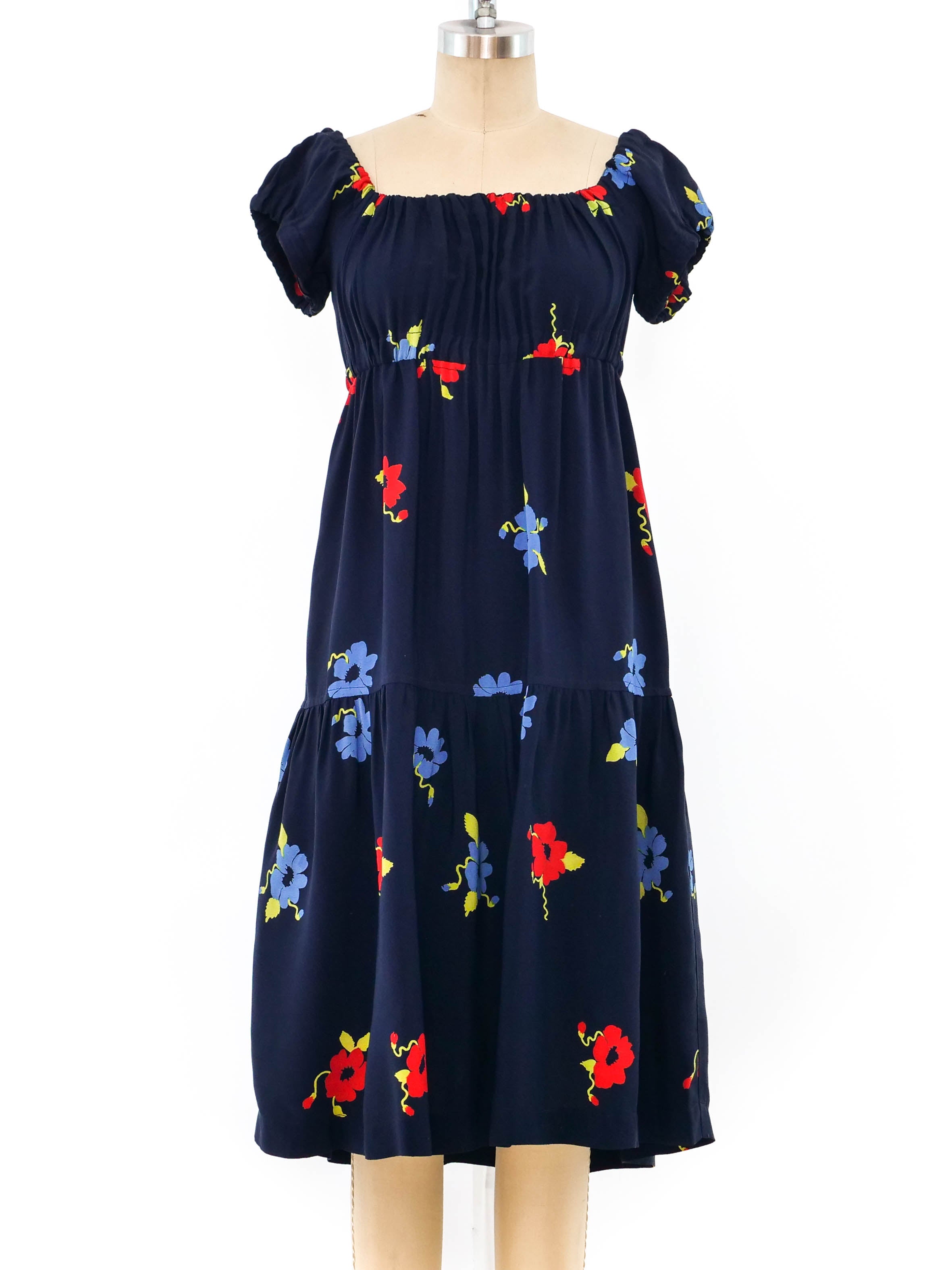 old navy blue floral dress Ossie Clark Celia Birtwell Floral Dress