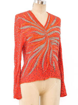 Halston Beaded Orange Silk Jacket Jacket arcadeshops.com