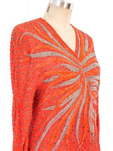 Halston Beaded Orange Silk Jacket Jacket arcadeshops.com