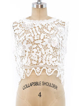 White Floral Crochet Crop Top Top arcadeshops.com