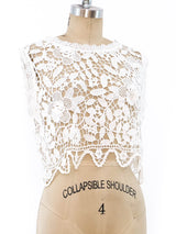 White Floral Crochet Crop Top Top arcadeshops.com
