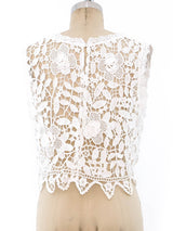 White Floral Crochet Crop Top Top arcadeshops.com