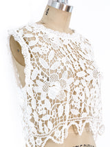 White Floral Crochet Crop Top Top arcadeshops.com