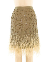 Bill Blass Feather Embellished Skirt Bottom arcadeshops.com