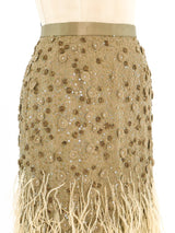Bill Blass Feather Embellished Skirt Bottom arcadeshops.com