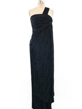 Mary McFadden Plisse Pleated One Shoulder Gown Dress arcadeshops.com