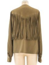 Fringe Trimmed Silk Blouse Top arcadeshops.com