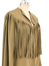 Fringe Trimmed Silk Blouse Top arcadeshops.com