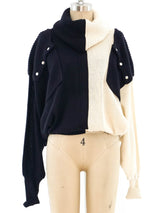 1980's Black and White Knit Sweater Top arcadeshops.com