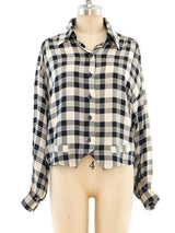 Yves Saint Laurent Check Silk Cropped Top Top arcadeshops.com