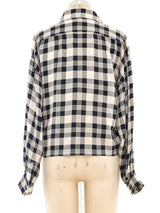 Yves Saint Laurent Check Silk Cropped Top Top arcadeshops.com