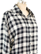 Yves Saint Laurent Check Silk Cropped Top Top arcadeshops.com