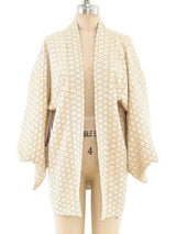 Printed Ivory Silk Haori Kimono Jacket arcadeshops.com