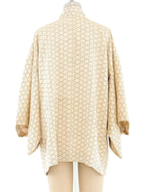 Printed Ivory Silk Haori Kimono Jacket arcadeshops.com