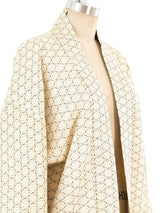 Printed Ivory Silk Haori Kimono Jacket arcadeshops.com