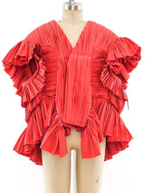Rick Owens Pleated Ruffle Sleeveless Jacket Jacket arcadeshops.com