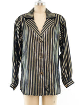 Halston Metallic Striped Lame Top Top arcadeshops.com