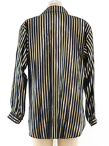 Halston Metallic Striped Lame Top Top arcadeshops.com