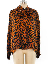 Yves Saint Laurent Leopard Printed Silk Blouse Top arcadeshops.com