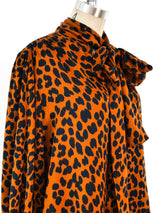 Yves Saint Laurent Leopard Printed Silk Blouse Top arcadeshops.com