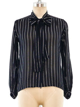 Yves Saint Laurent Silver Striped Top Top arcadeshops.com