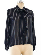 Yves Saint Laurent Silver Striped Top Top arcadeshops.com