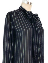 Yves Saint Laurent Silver Striped Top Top arcadeshops.com
