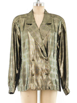 Metallic Gold Plaid Lamé Top Top arcadeshops.com