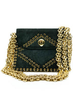 Patchwork Suede Chainmail Accented Shoulder Bag Accessory arcadeshops.com