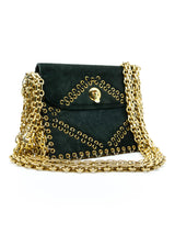 Patchwork Suede Chainmail Accented Shoulder Bag Accessory arcadeshops.com