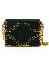 Patchwork Suede Chainmail Accented Shoulder Bag Accessory arcadeshops.com