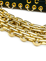 Patchwork Suede Chainmail Accented Shoulder Bag Accessory arcadeshops.com