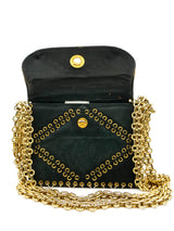 Patchwork Suede Chainmail Accented Shoulder Bag Accessory arcadeshops.com